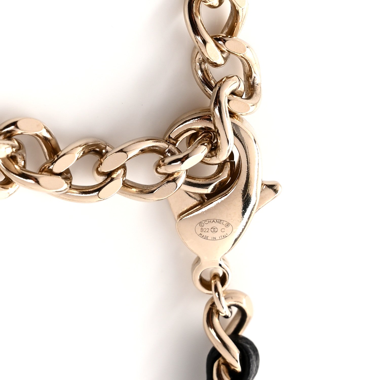 Chanel Lambskin CC Chain 85 Belt Black Gold Pearly White 4 of 5