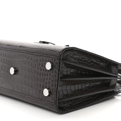 Saint Laurent Calfskin Crocodile Embossed Nano Sac De Jour Dark Brown 9 of 9