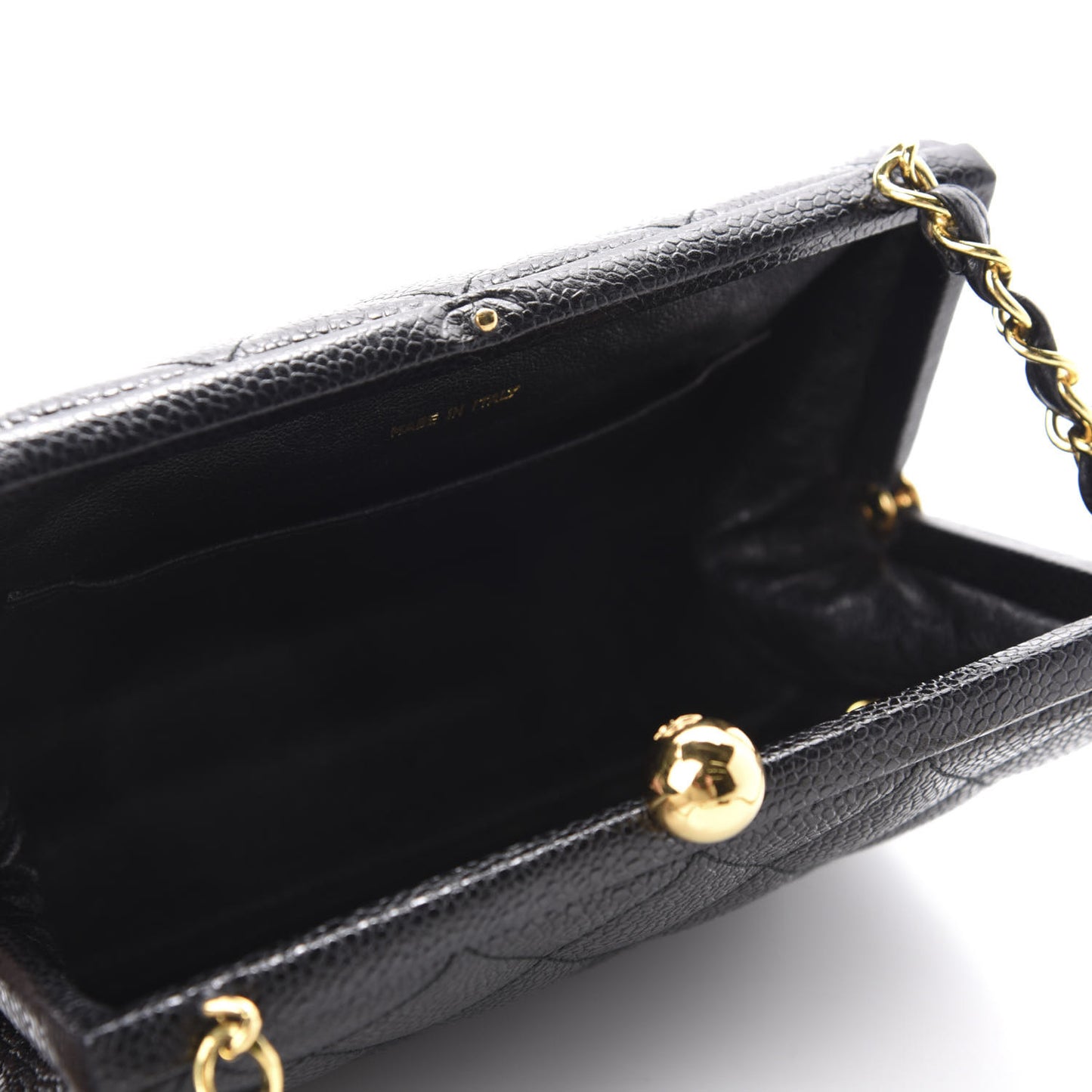 Caviar Quilted Frame Evening Bag Black