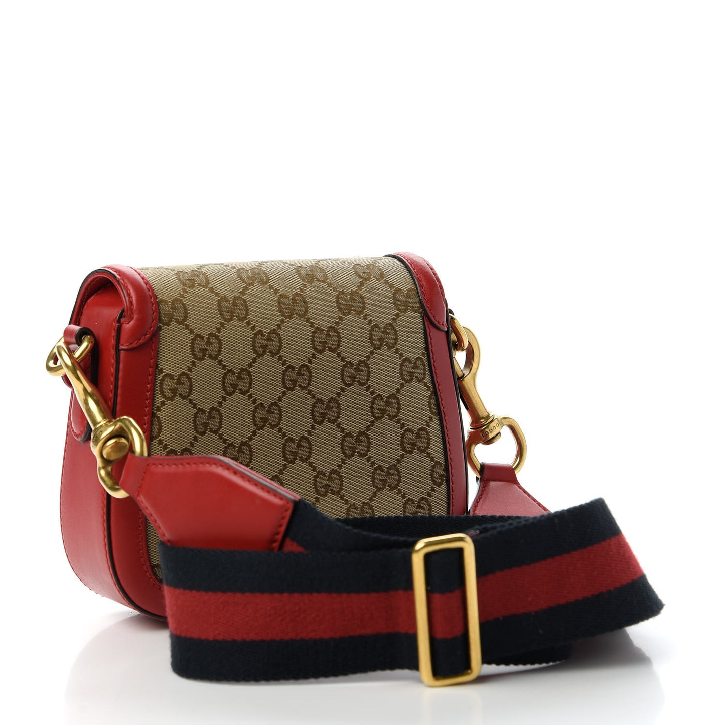 Monogram Ruinart Calfskin Small Lady Web Shoulder Bag Beige Ebony Hibiscus Red