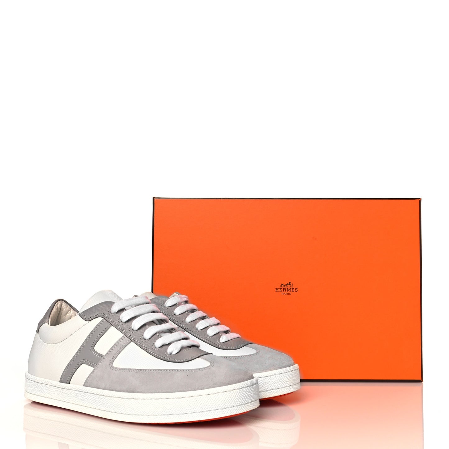 Epsom Suede Boomerang Sneakers 36.5 White Gris