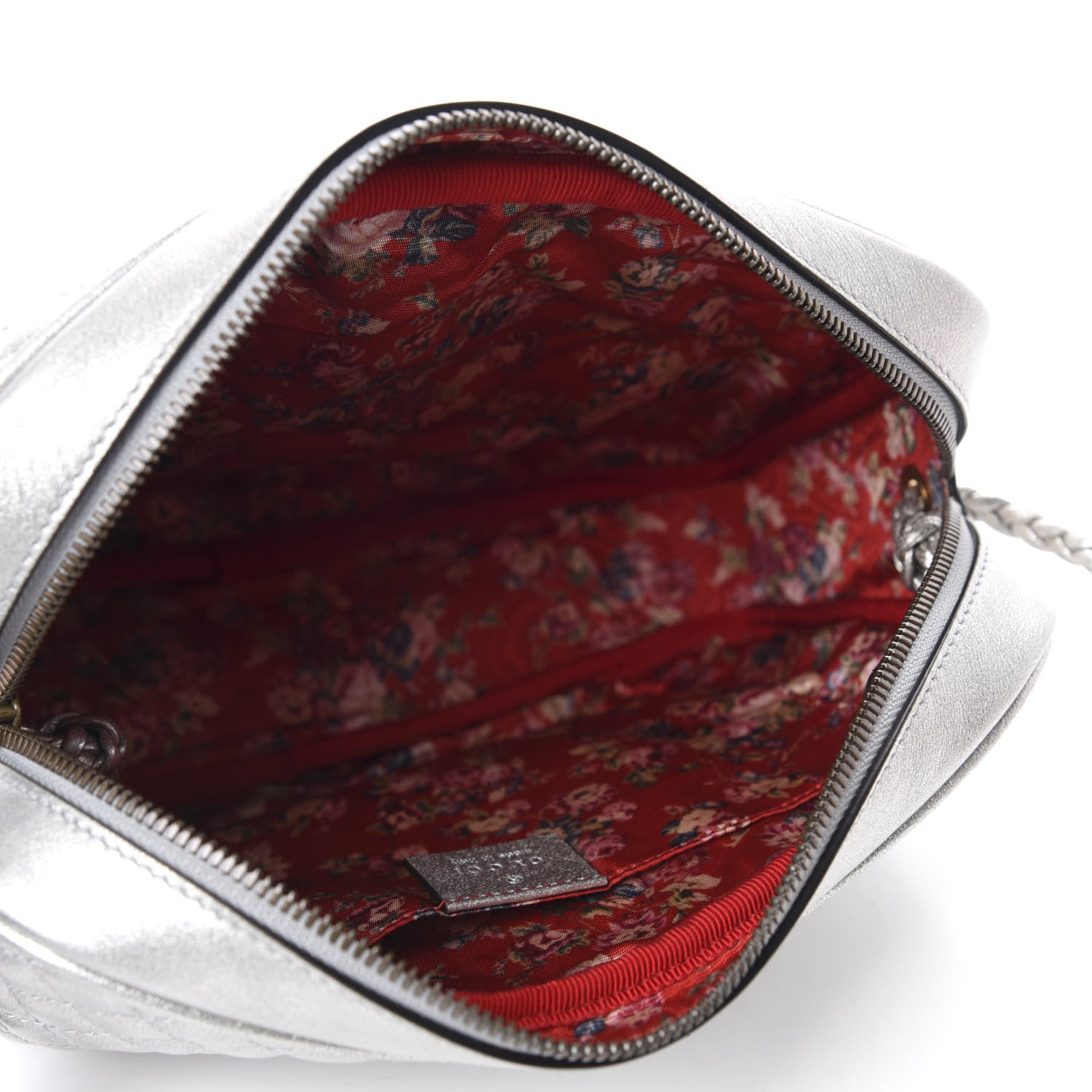 Gucci Laminated Nappa Web Trapuntata Small GG Shoulder Bag Argento 5 of 10