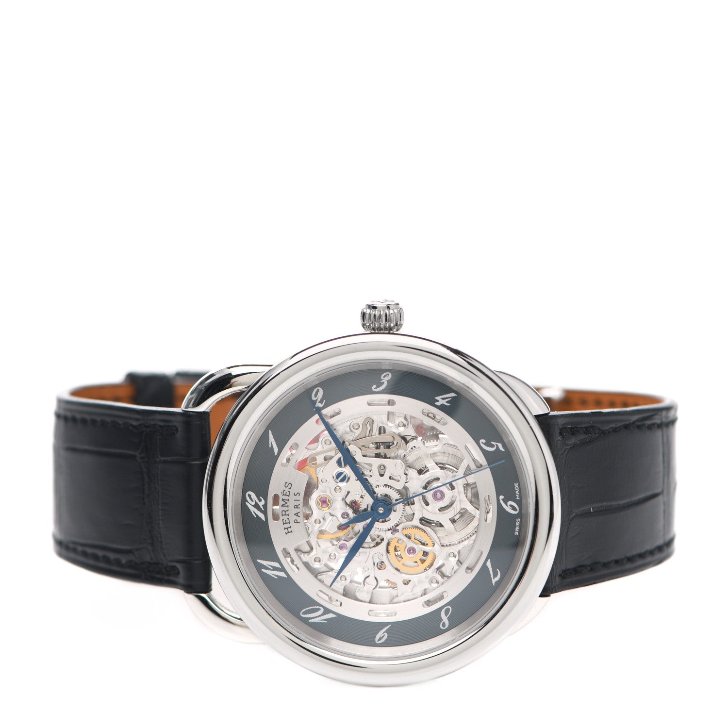 Hermes Stainless Steel Alligator 41mm Arceau Squelette Automatic Watch Noir 3 of 10