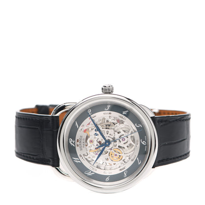 Hermes Stainless Steel Alligator 41mm Arceau Squelette Automatic Watch Noir 3 of 10