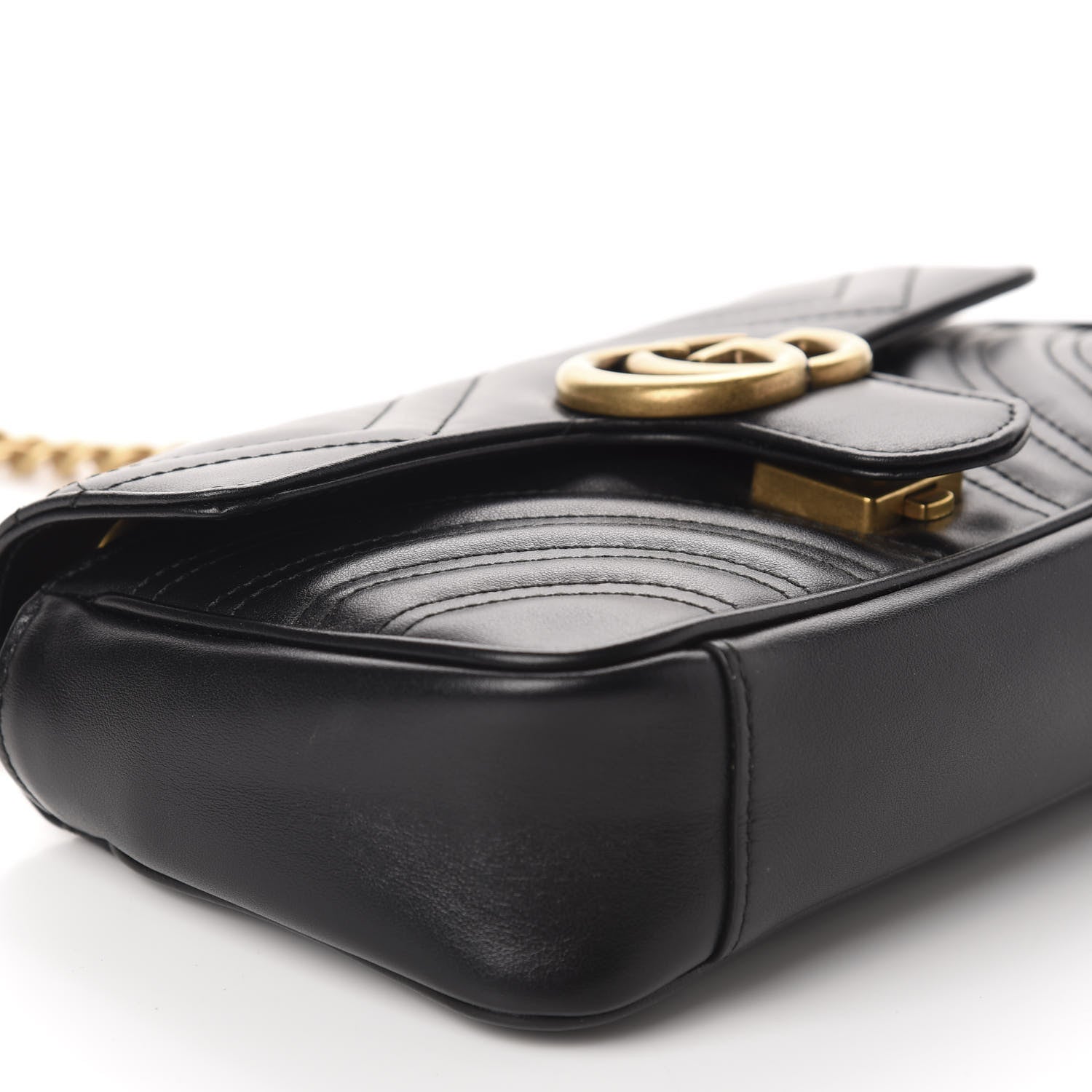 Gucci Calfskin Matelasse Mini GG Marmont Shoulder Bag Black 6 of 10