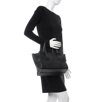 Prada Glace Calf Twin Pocket Tote Black 2 of 8