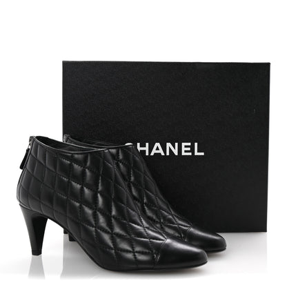 Chanel Calfskin Quilted Cap Toe Short Boots 38.5 Black 10 of 10