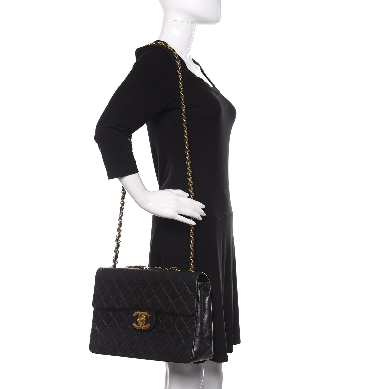 Chanel Lambskin Quilted XL Jumbo Single Flap Black 2 of 13