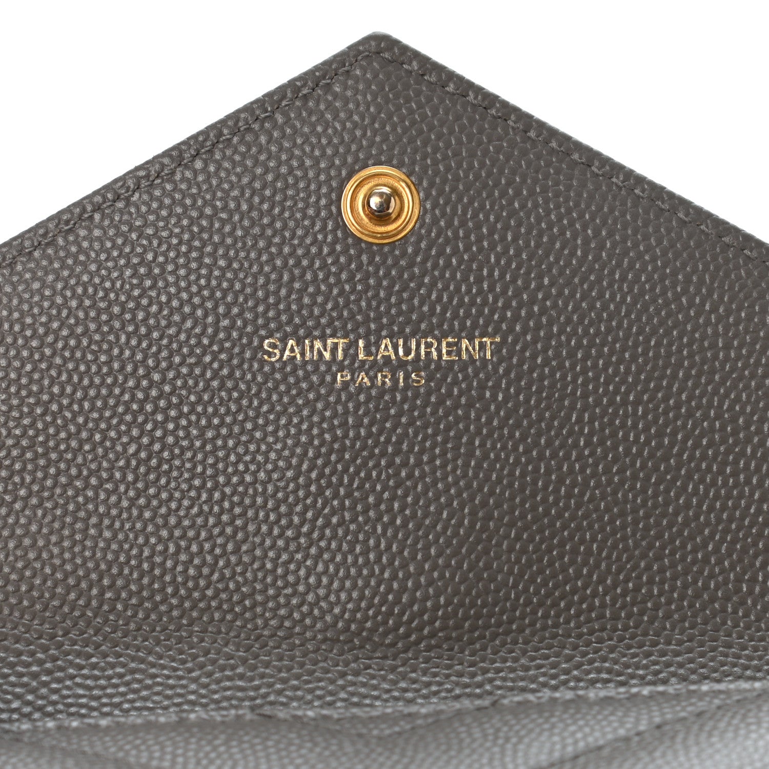 Saint Laurent Grain De Poudre Matelasse Chevron Small Monogram Envelope Wallet Fog 6 of 8