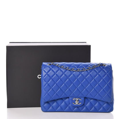 Chanel Lambskin Quilted Maxi Double Flap Blue 11 of 11