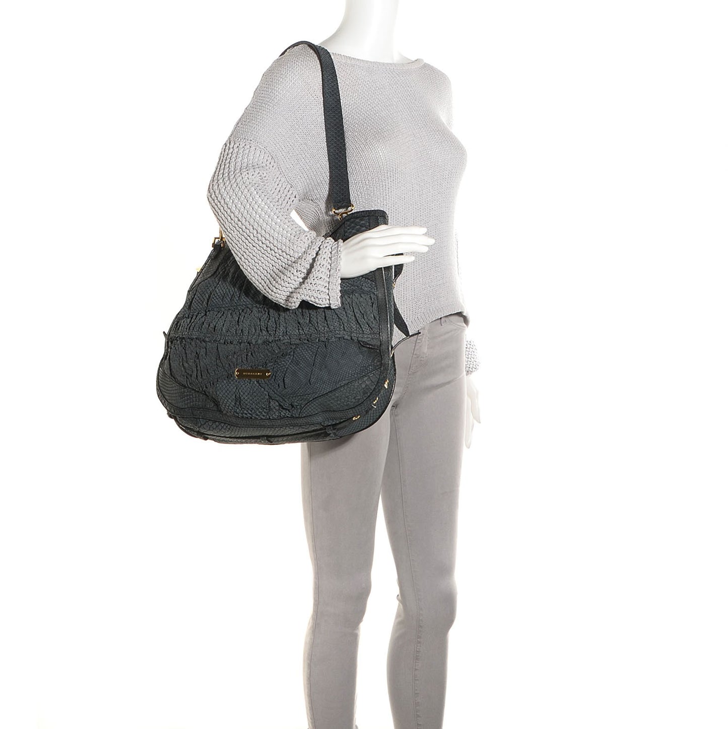 Prorsum Python Ruched Large Vallance Hobo Blue
