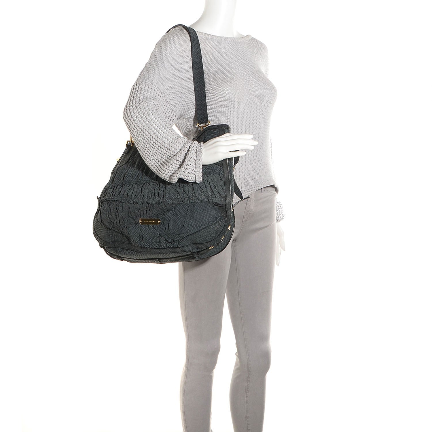 Burberry Prorsum Python Ruched Large Vallance Hobo Blue 4 of 11