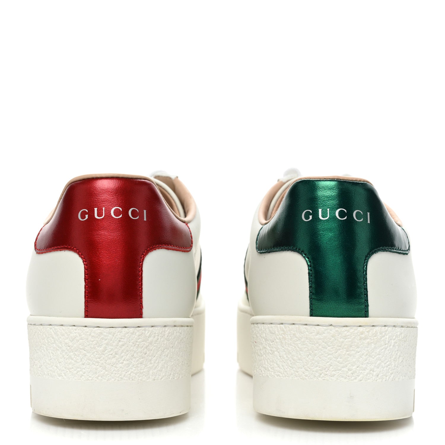 Gucci Calfskin Web Bee Embroidered Womens Ace Platform Sneakers 39 White 4 of 9