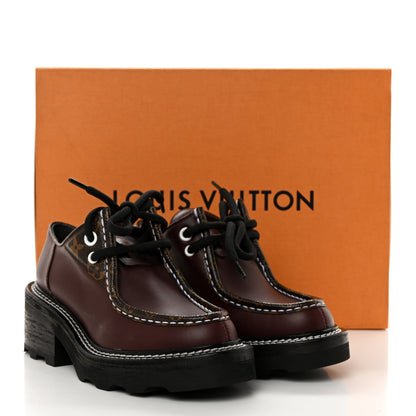 Louis Vuitton Calfskin Monogram Beaubourg Platform Derby Shoes 35 Bordeaux 10 of 10