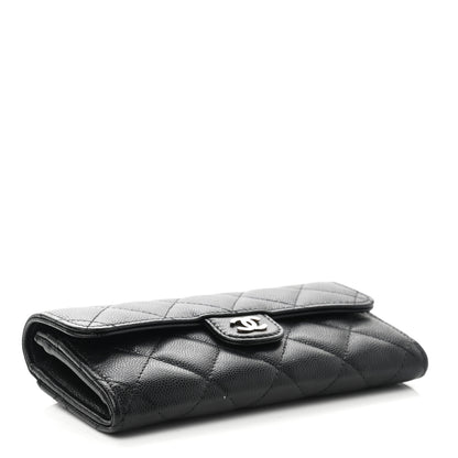Chanel Caviar Quilted Small Gusset Flap Wallet Black 4 of 8