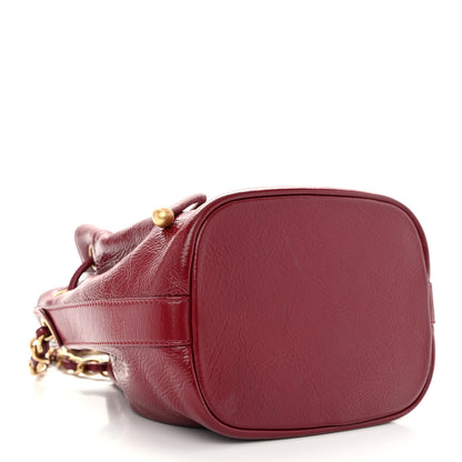 Chanel Shiny Aged Calfskin CC Chain Mini Drawstring Bag Red 4 of 10