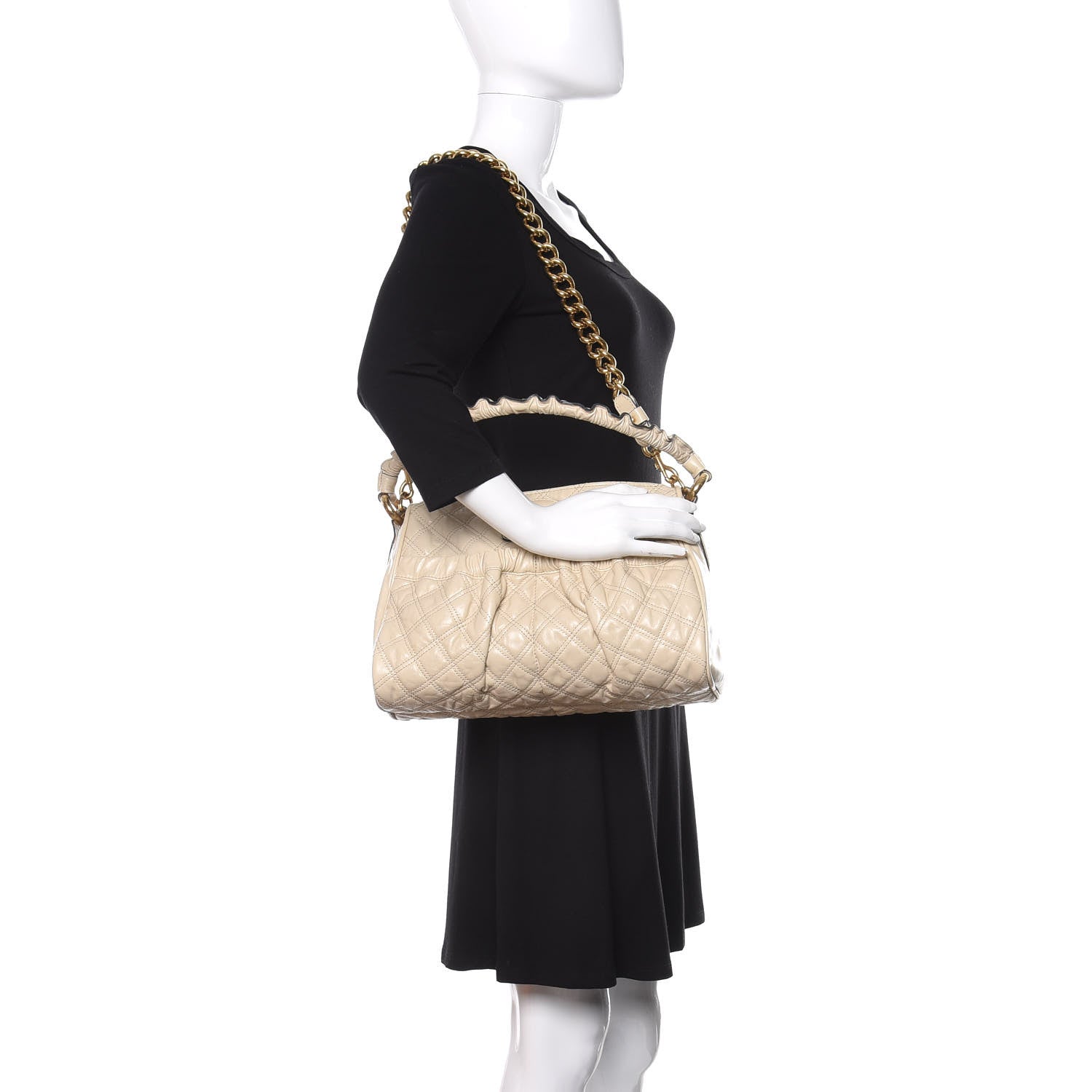 Marc Jacobs Calfskin Quilted Julianne Shoulder Bag Milk 2 of 14