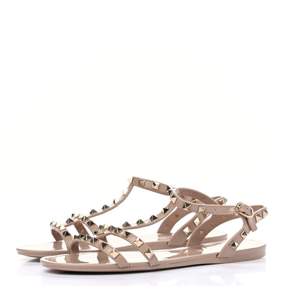 Valentino Garavani PVC Jelly Rockstud Caged Sandals 39 Poudre 3 of 7