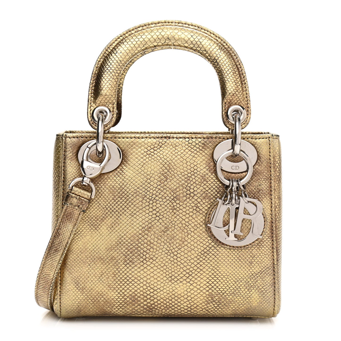 Metallic Lizard Mini Lady Dior Gold