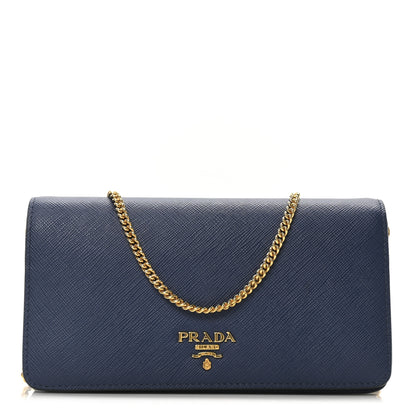Prada Saffiano Metal Oro Mini Bag Bluette 1 of 9