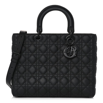 Christian Dior Ultra Matte Calfskin Cannage Large Lady Dior Black 1 of 14