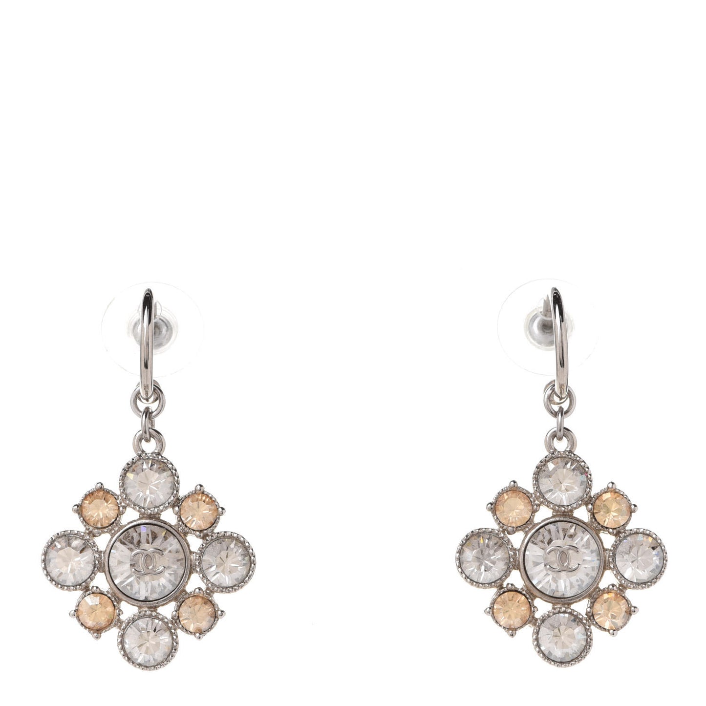Crystal CC Dangle Earrings Silver
