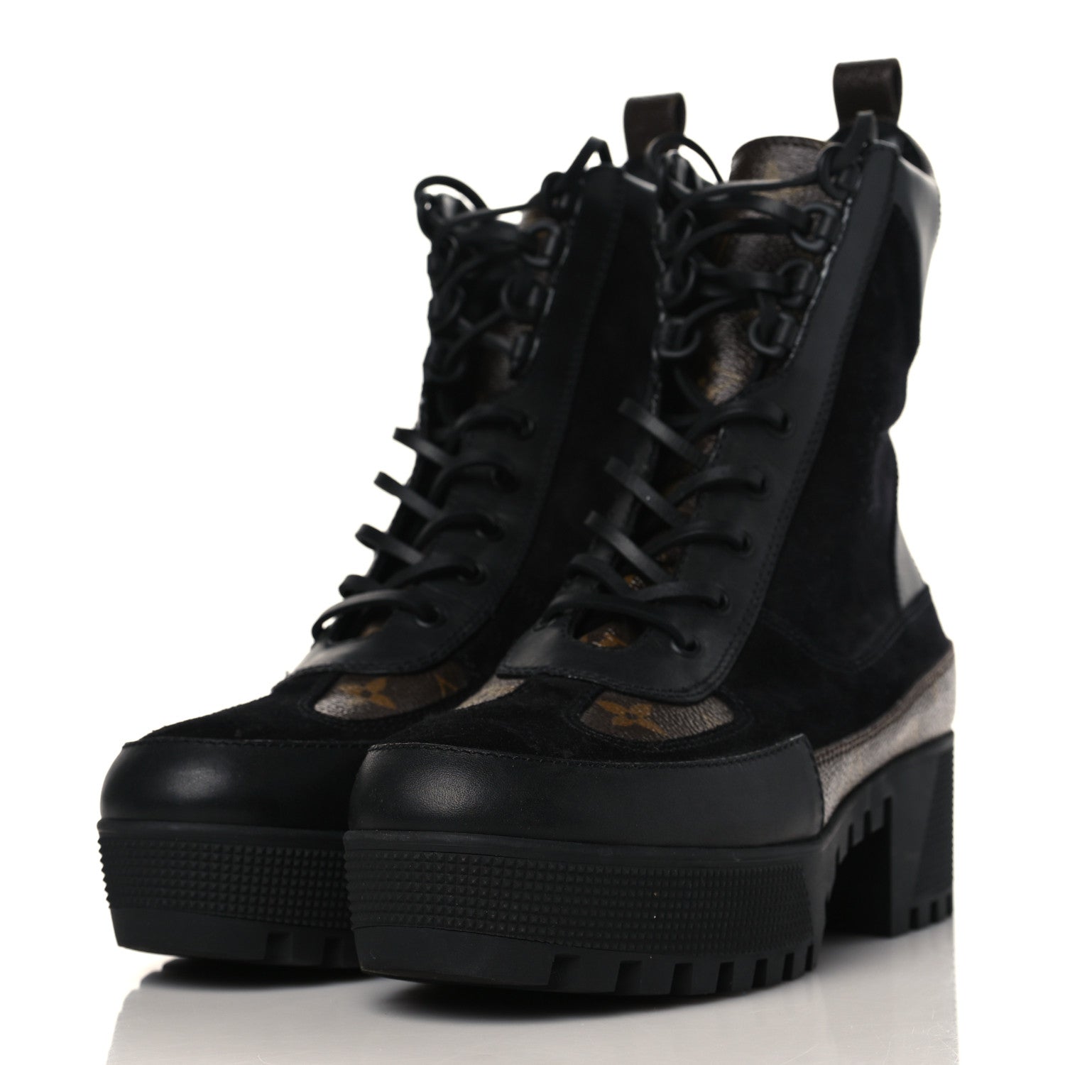 Louis Vuitton Suede Calfskin Monogram Laureate Platform Desert Boots 39 Black 3 of 9