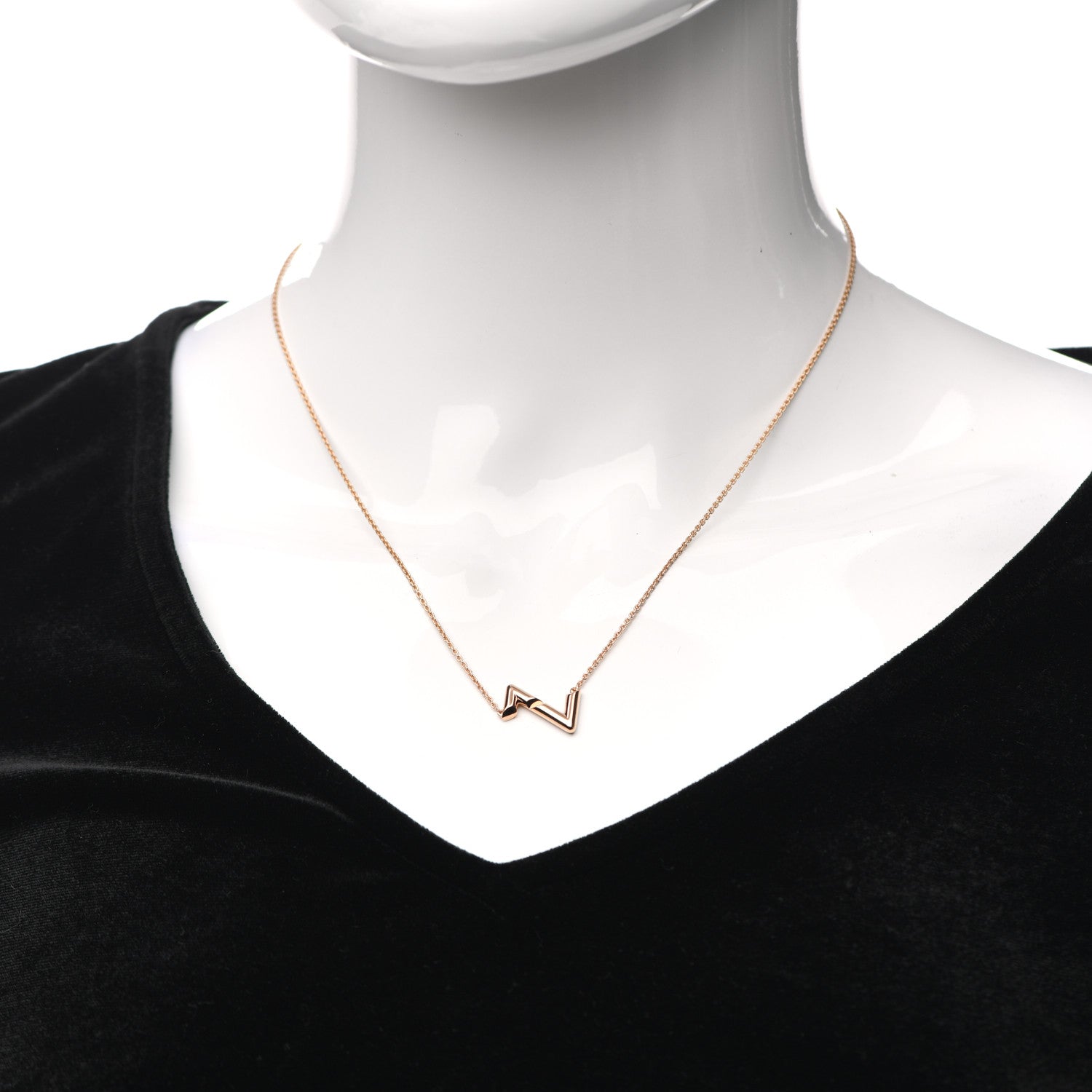Louis Vuitton 18K Pink Gold LV Volt Upside Down Pendant Necklace