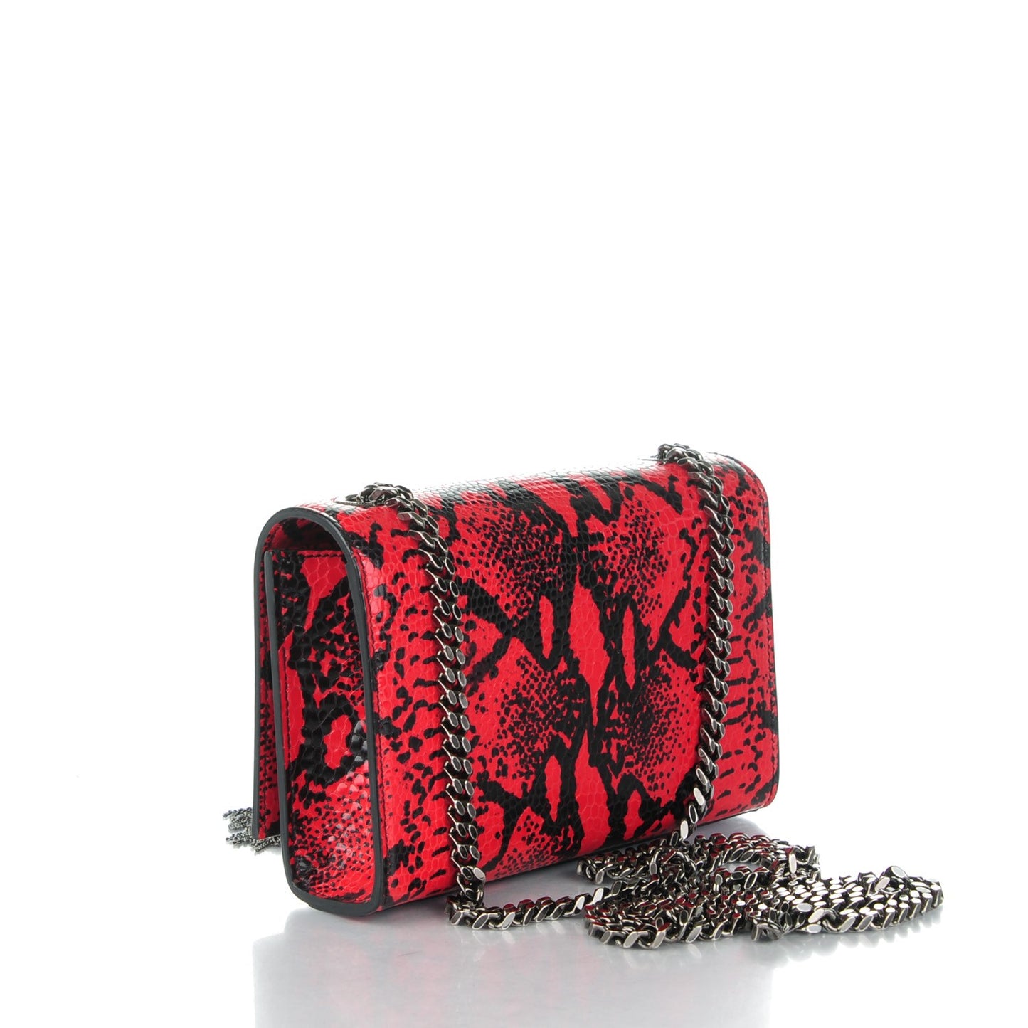 Python Embossed Small Monogram Kate Tassel Satchel Noir Rouge