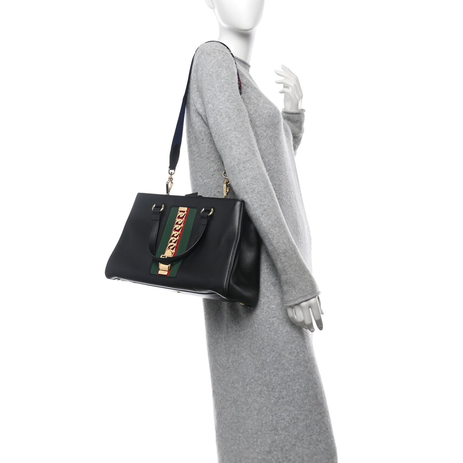 Gucci Calfskin Large Sylvie Top Handle Tote Black 2 of 12