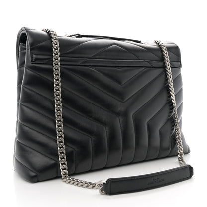 Saint Laurent Calfskin Y Quilted Monogram Medium Loulou Chain Satchel Black 3 of 11