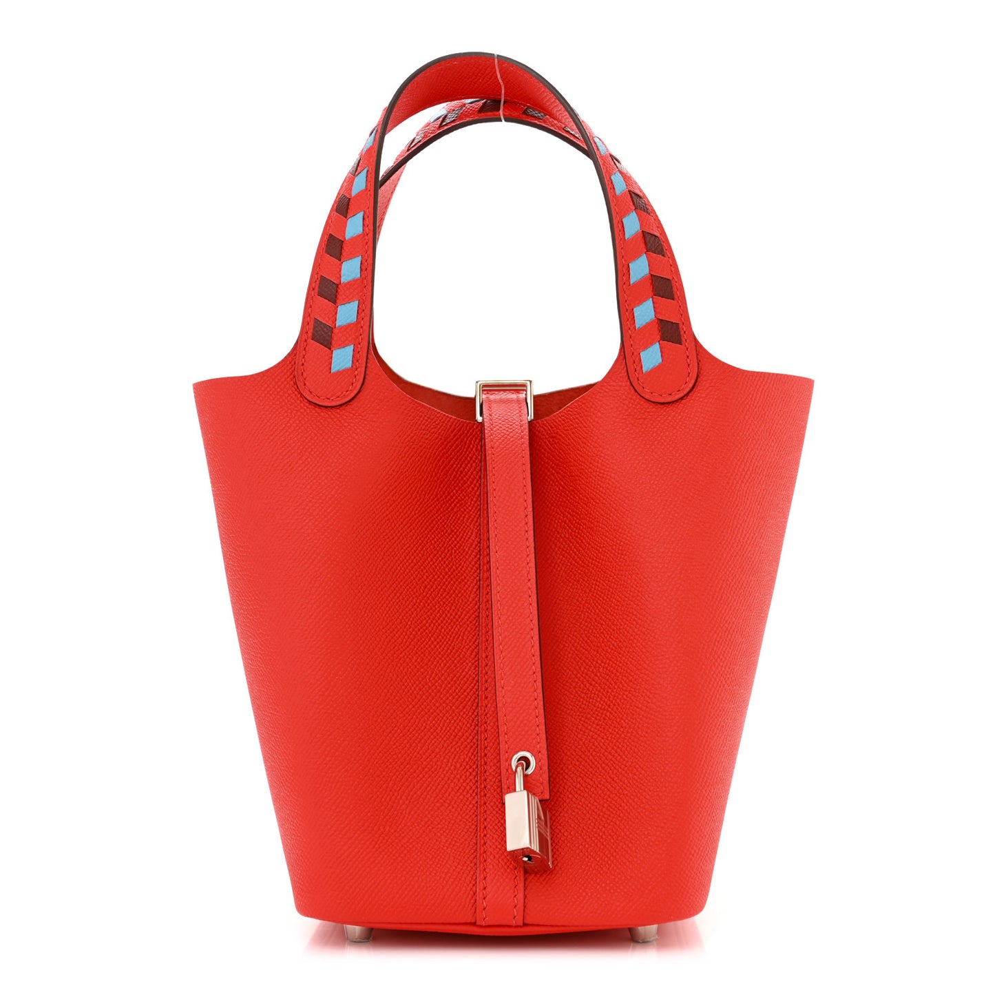 Epsom Tressage De Cuir Picotin Lock 18 PM Rouge Coeur Bleu du Nord Rouge H