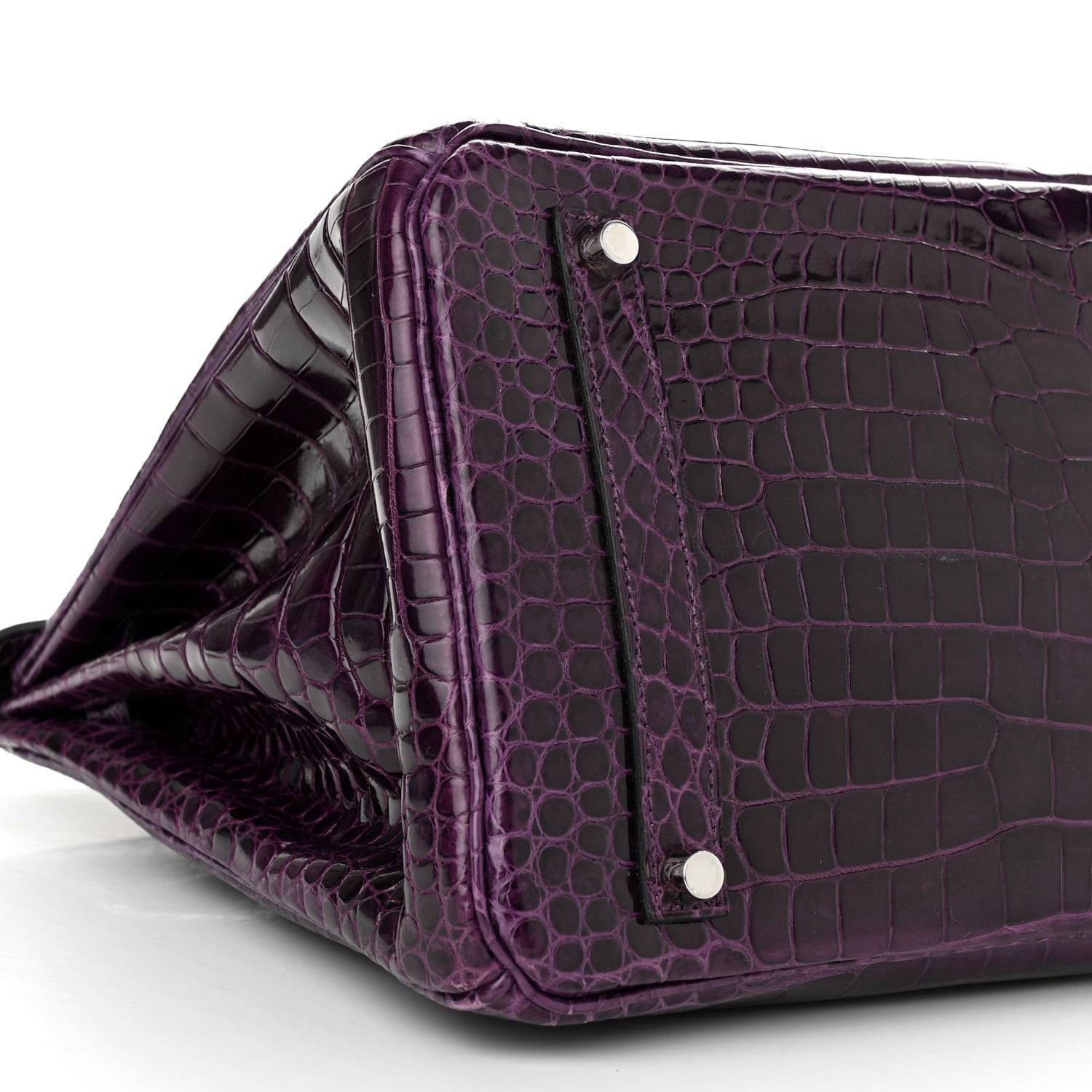 Hermes Shiny Porosus Crocodile 18K White Gold Diamond Birkin 35 Amethyst 9 of 12