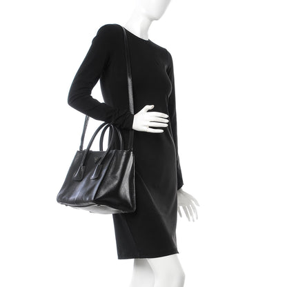 Prada Glace Calf Twin Pocket Tote Black 2 of 13