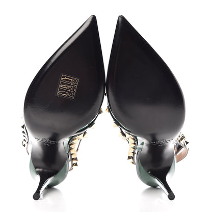 Valentino Garavani Patent Rockstud Ankle Strap Pumps 36 Smeraldo Black 5 of 8