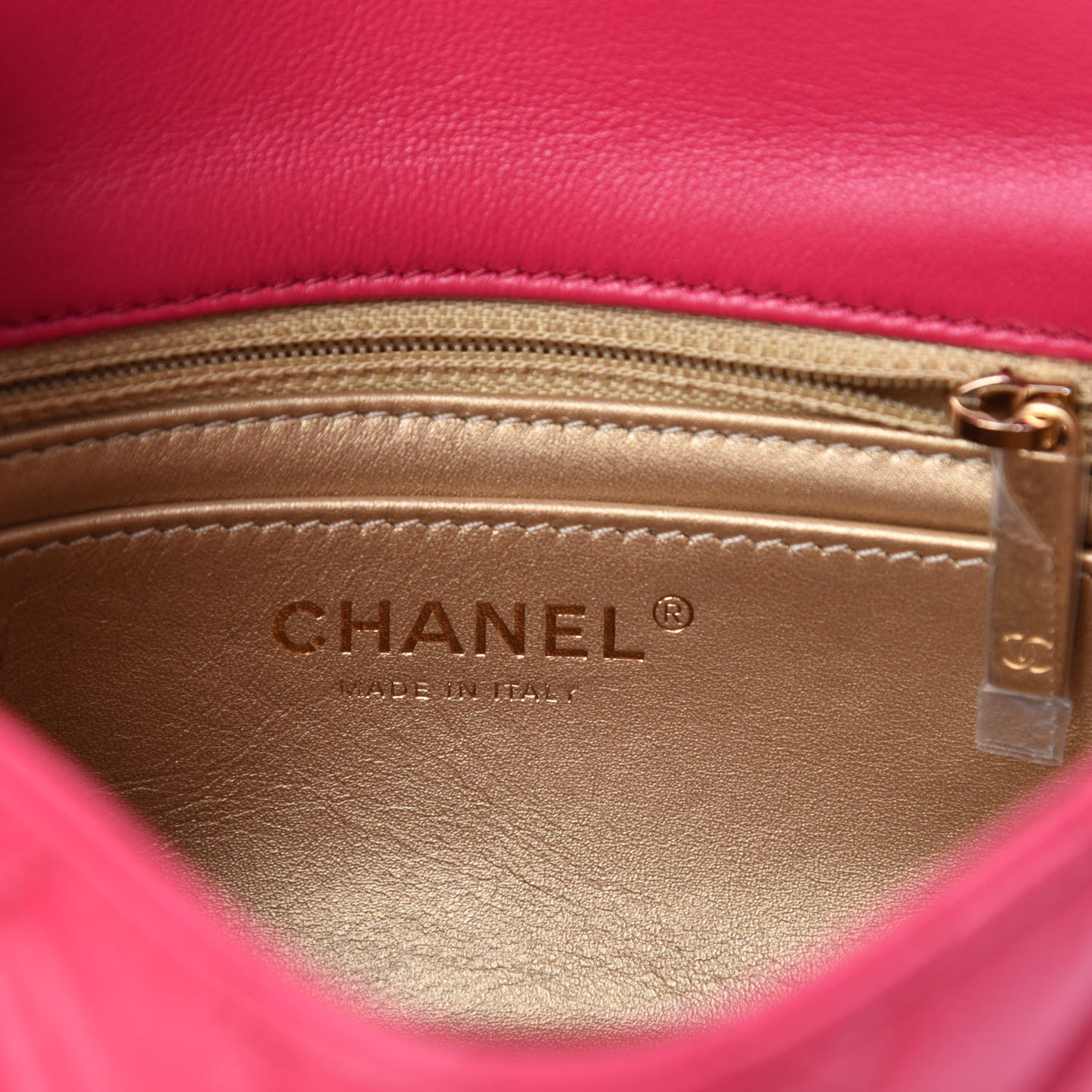 Lambskin Quilted Mini Pearl Crush Flap Dark Pink