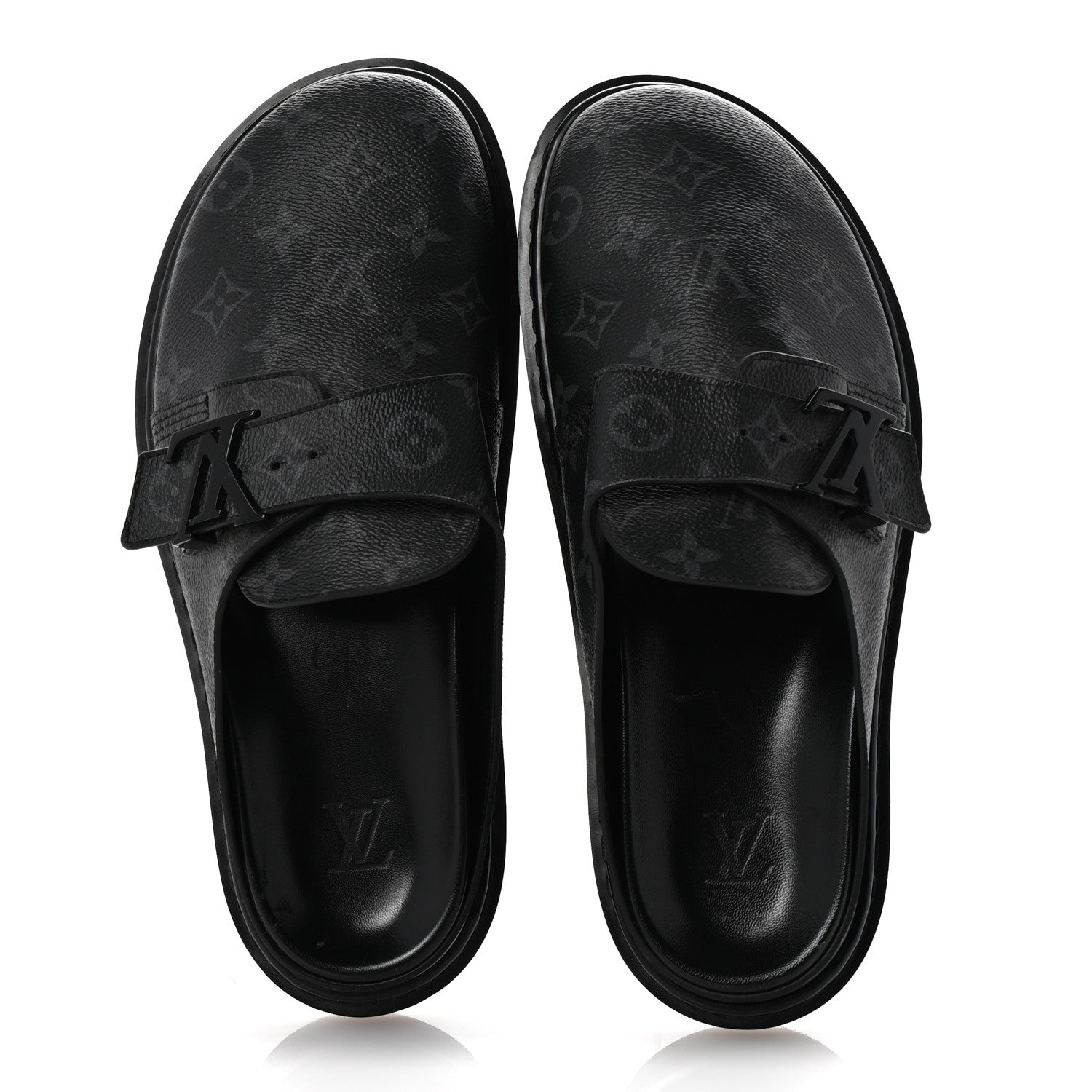 Louis Vuitton Monogram Eclipse LV Easy Mens Mule 8 Black 2 of 11