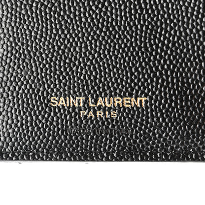 Saint Laurent Grain De Poudre Matelasse Chevron Monogram Zipped Two-Part Wallet Black 6 of 10