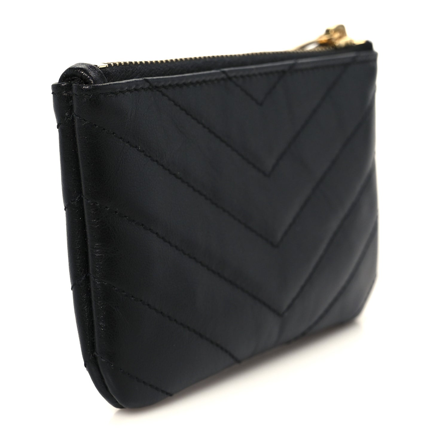 Calfskin Matelasse Monogram Key Pouch Black
