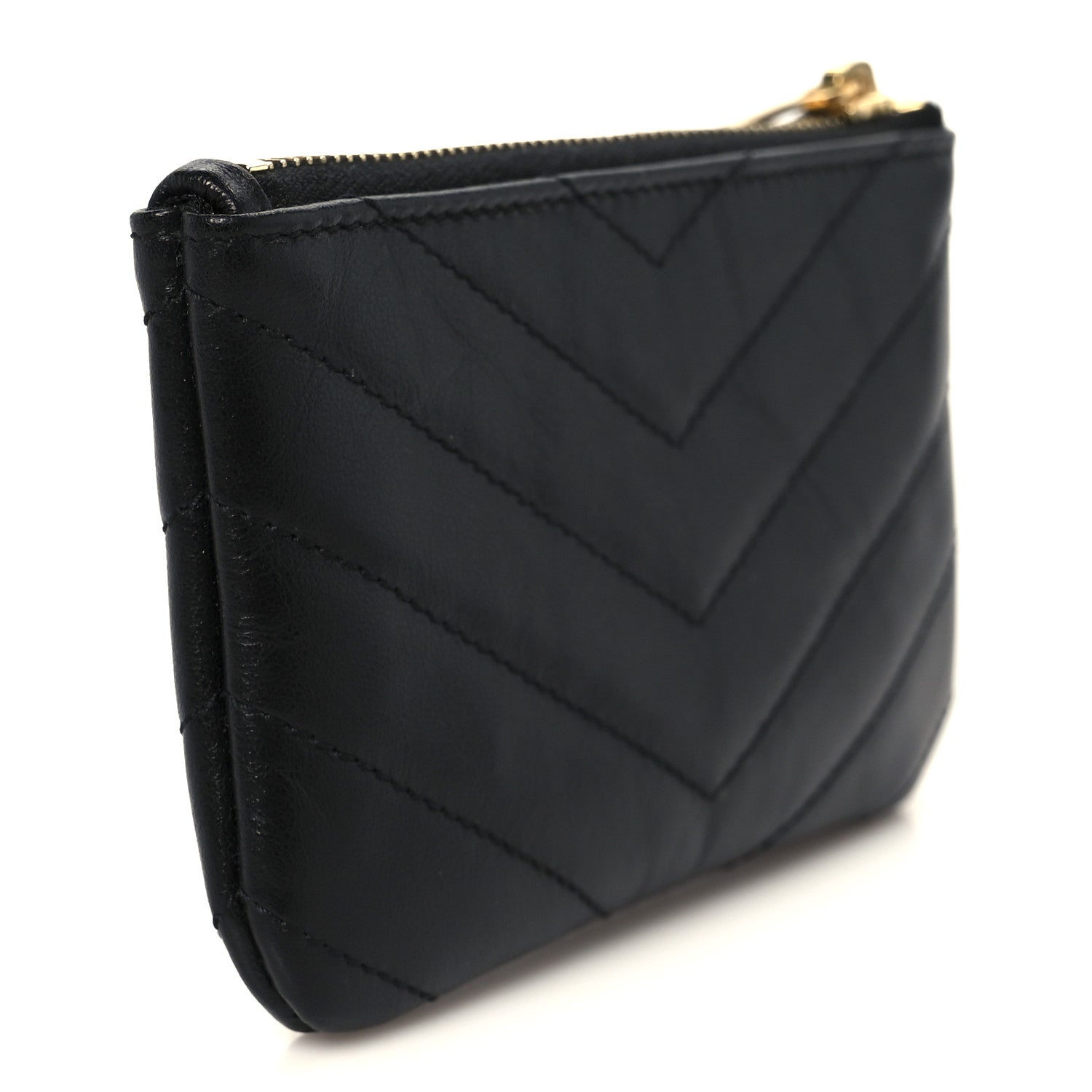 Saint Laurent Calfskin Matelasse Monogram Key Pouch Black 3 of 9