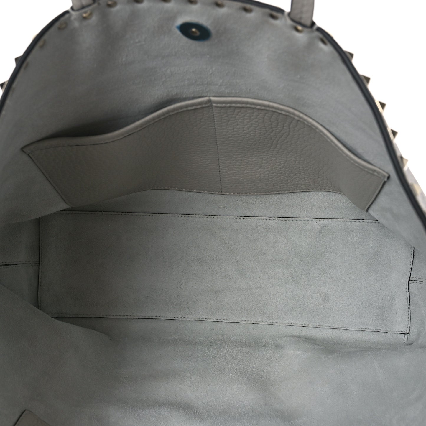Grained Calfskin Rockstud Shoulder Tote Opal Grey