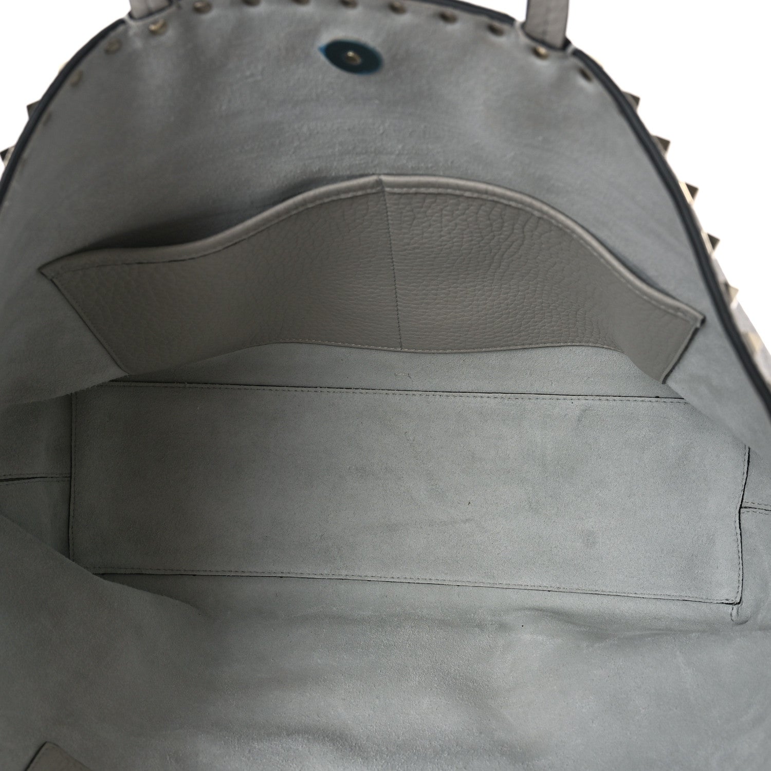 Valentino Garavani Grained Calfskin Rockstud Shoulder Tote Opal Grey 5 of 8