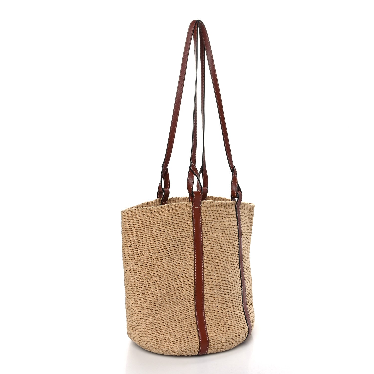 Chloe Raffia Calfskin Large Basket Tote Tan 3 of 8