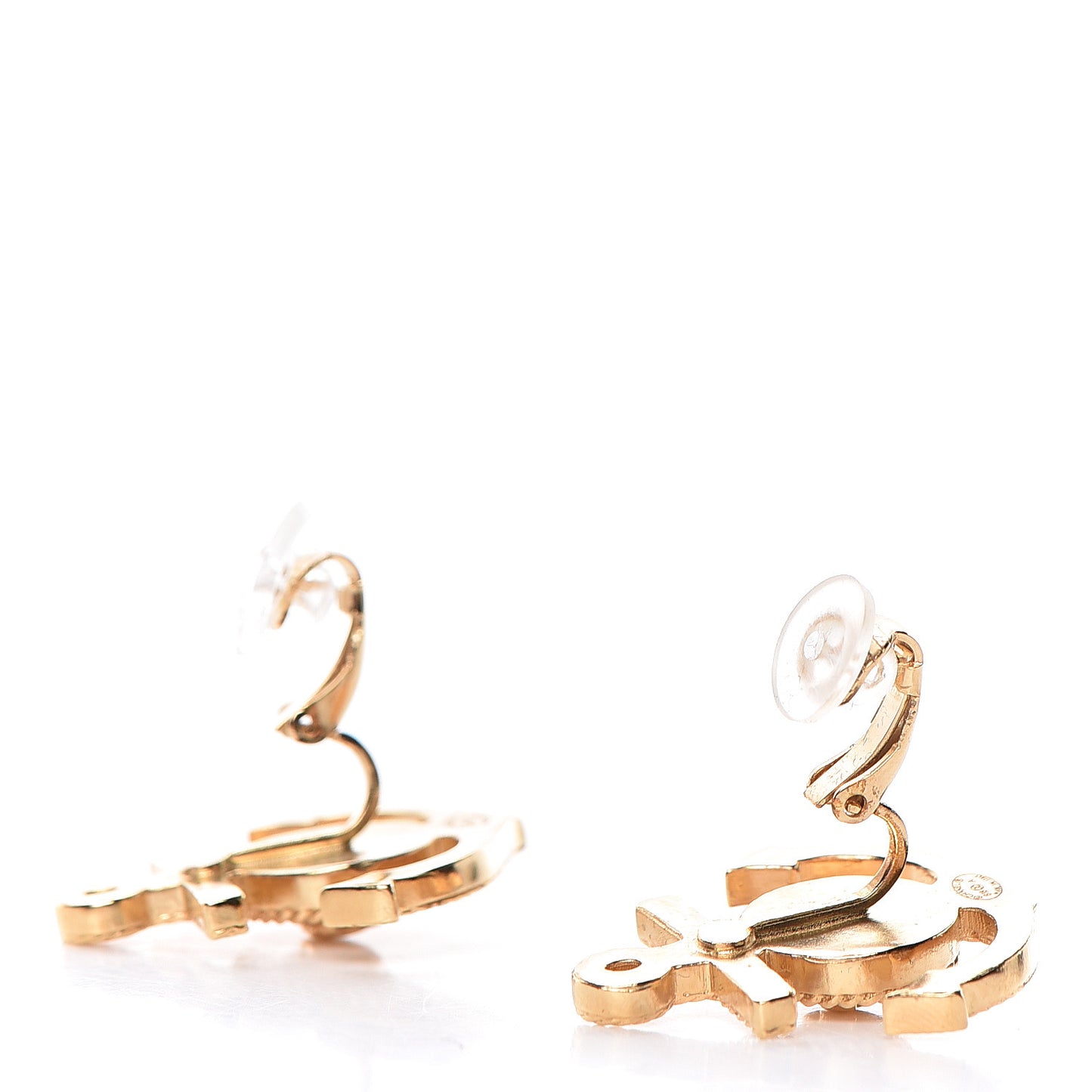 Metal Anchor CC Clip On Earrings Gold