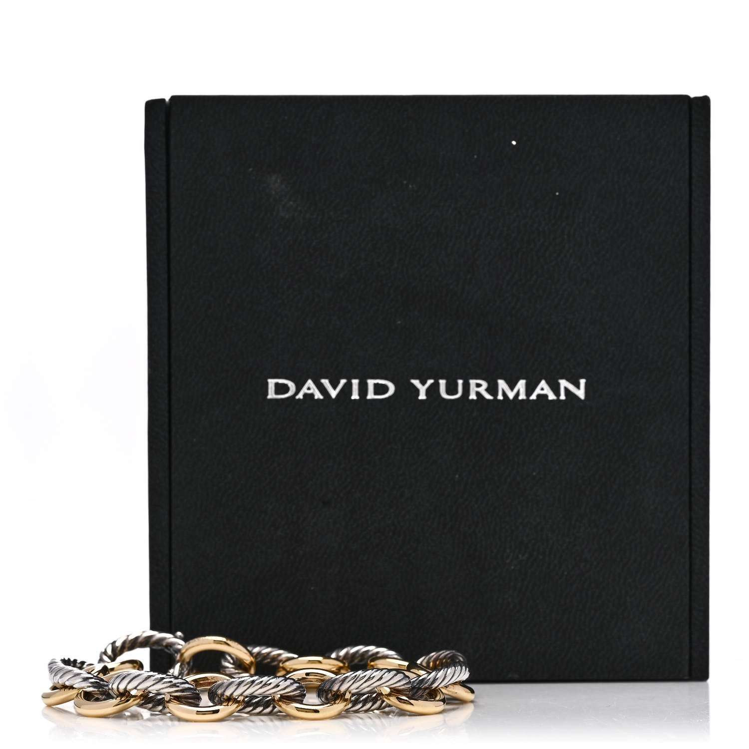 David Yurman Sterling Silver 18K Yellow Gold 12mm Large Oval Link Bracelet 4 of 4