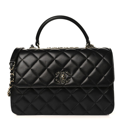 Chanel Lambskin Quilted Medium Trendy Chain CC Flap Dual Handle Bag Black 1 of 9