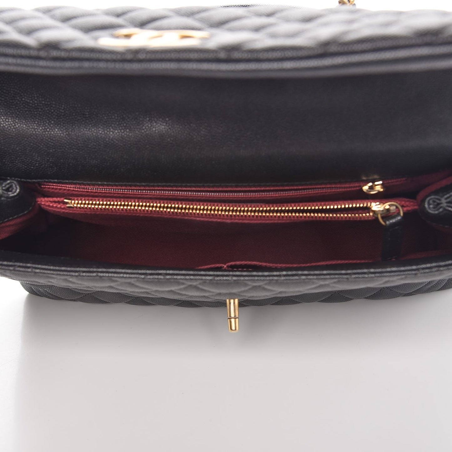 Caviar Quilted Medium Coco Handle Flap Black