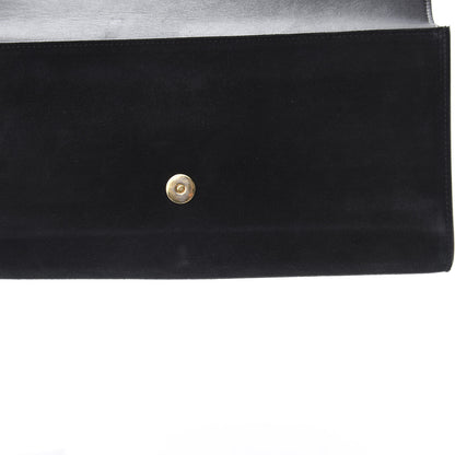 Saint Laurent Suede Classic Monogram Cassandre Tassel Clutch Dark Brown 11 of 12