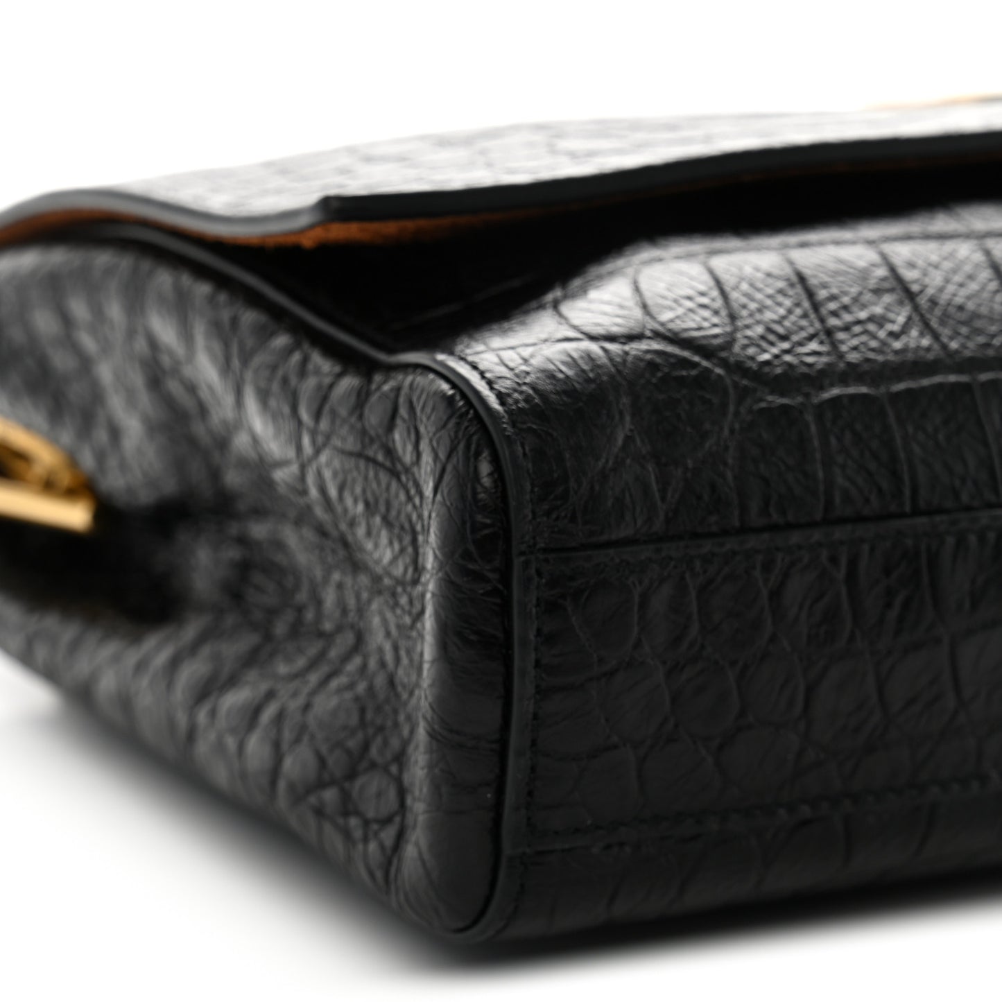 Calfskin Crocodile Embossed Suede Medium Reversible Monogram Kate Satchel Military Taupe