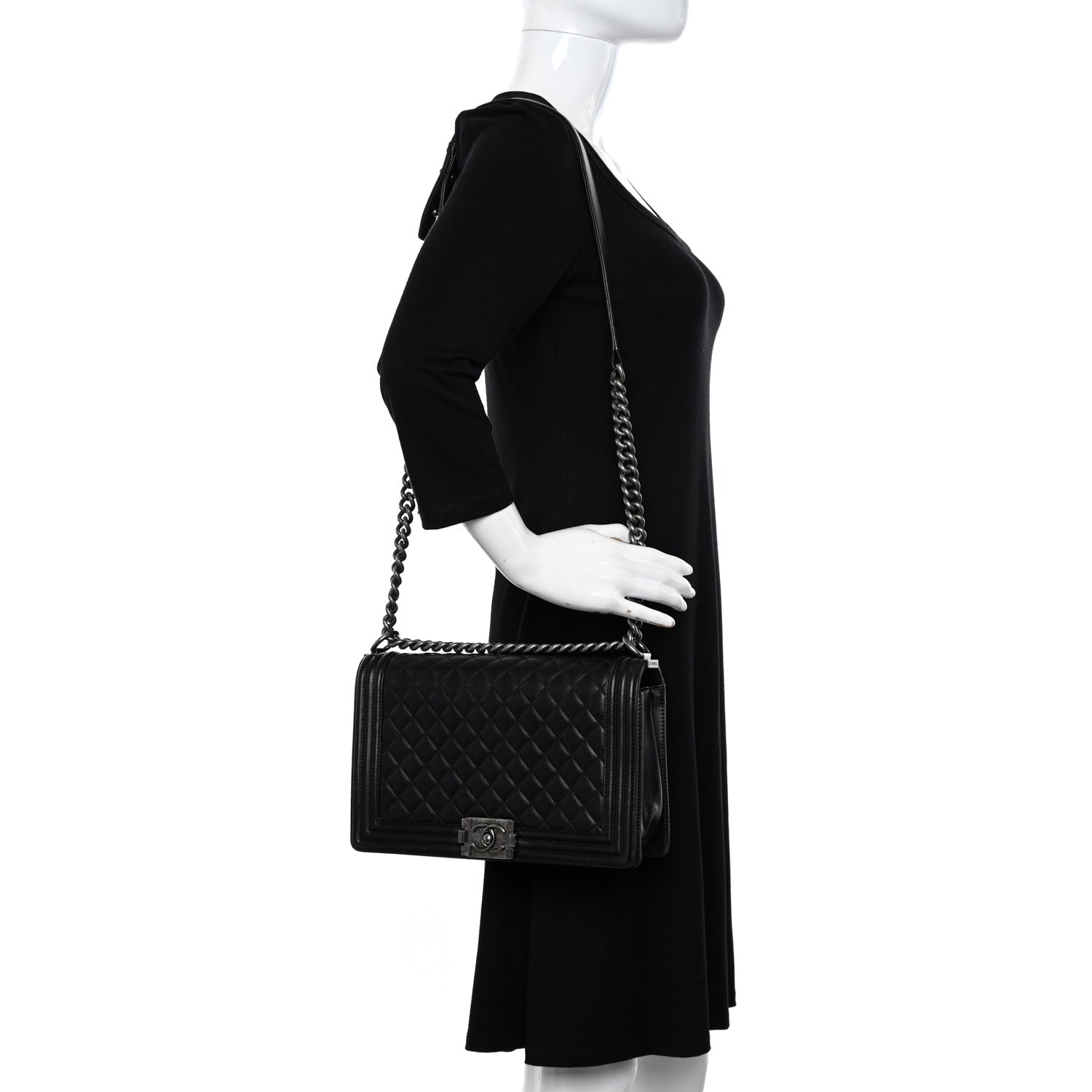 Chanel Lambskin Quilted New Medium Boy Flap Black 2 of 10